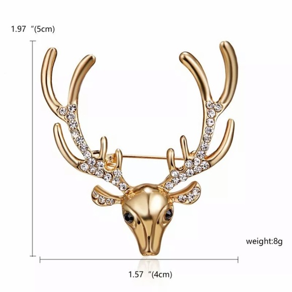 Vintage Cubic Zirconia Reindeer Pin - Picture 5 of 5